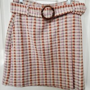 Ann Taylor Plaid Faux Wrap Skirt
